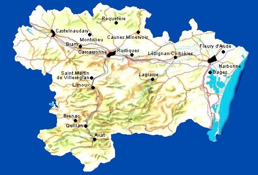 Carte des Corbires (Aude / Languedoc-Roussillon)